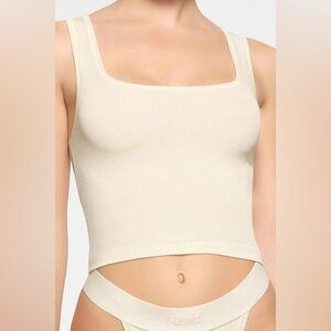 Skims Cotton Rib Tank In BONE NWOT XXS
